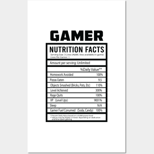 Gamer Nutrition Facts Posters and Art